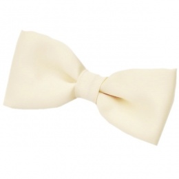 Boys Ivory Satin Plain Dickie Bow Tie on Elastic